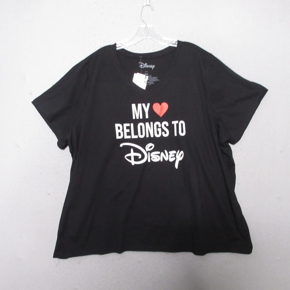 Disney T Shirt Women Plus‎ 26 28 Black My Heart Belongs To Disney Vacation NWT